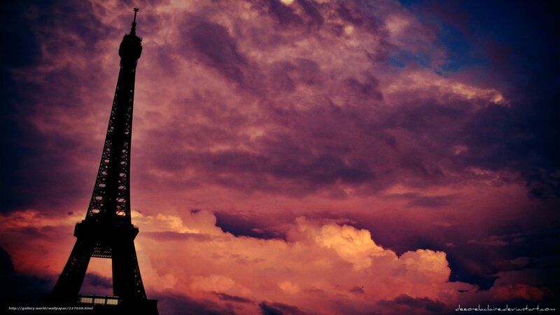 Eiffel Tower Silhouette — Purple, Dramatic
