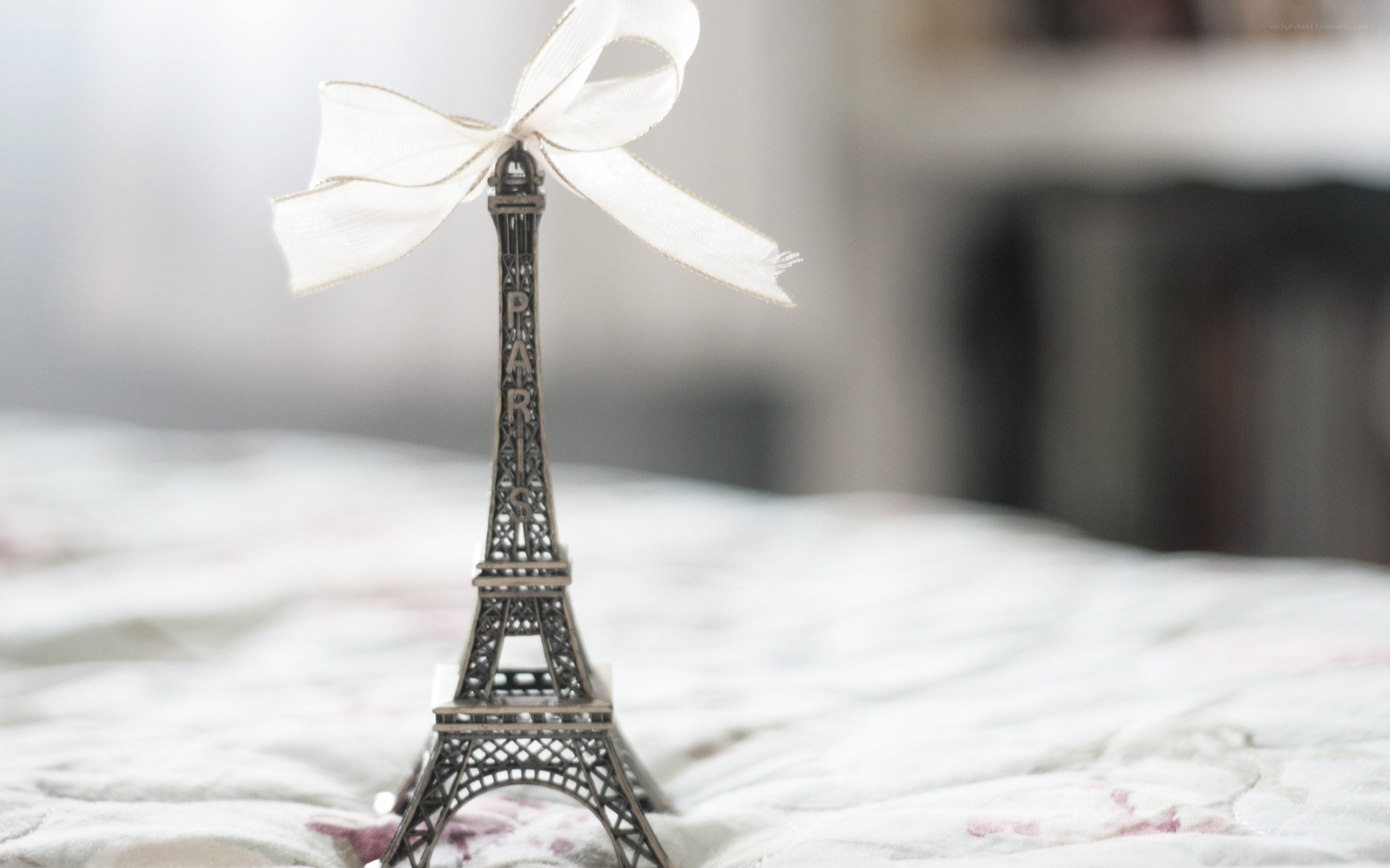 Eiffel Tower souvenir with ribbon
