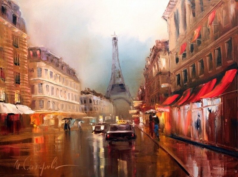 Eiffel Tower Street Scene — Red
