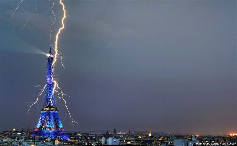Eiffel Tower Struck by Lightning