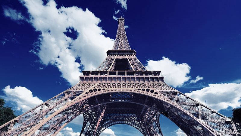 Eiffel Tower Structure — Blue, Dramatic, Afternoon, Photograph, Clouds, Sky