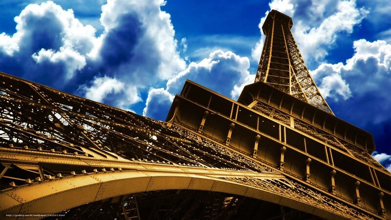 Eiffel Tower Structure — Blue, Dramatic, Afternoon, Photograph, Clouds
