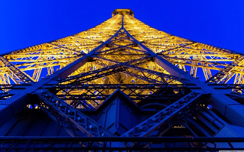 Eiffel Tower Structure — Blue, Dramatic, Night