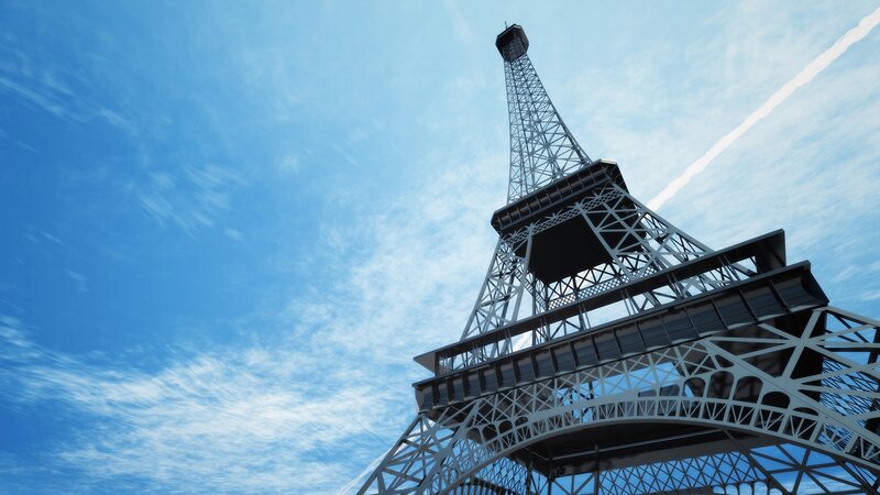 Eiffel Tower Structure — Blue, Serene