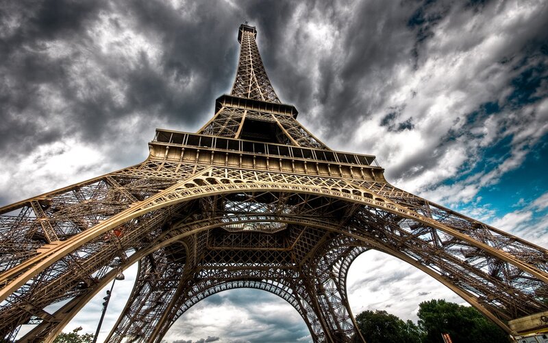Eiffel Tower Structure — Gray, Dramatic, Afternoon, Photograph