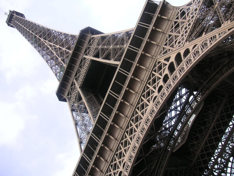 Eiffel Tower Structure — Gray, Dramatic, Photograph, Sky, Metal Framework