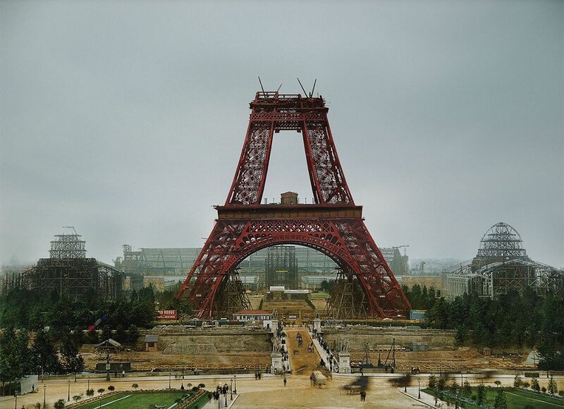 Eiffel Tower under Construction — Red