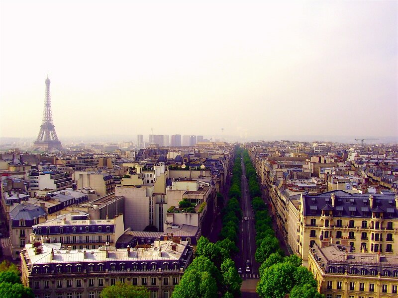 Eiffel Tower View — Gray, Hazy