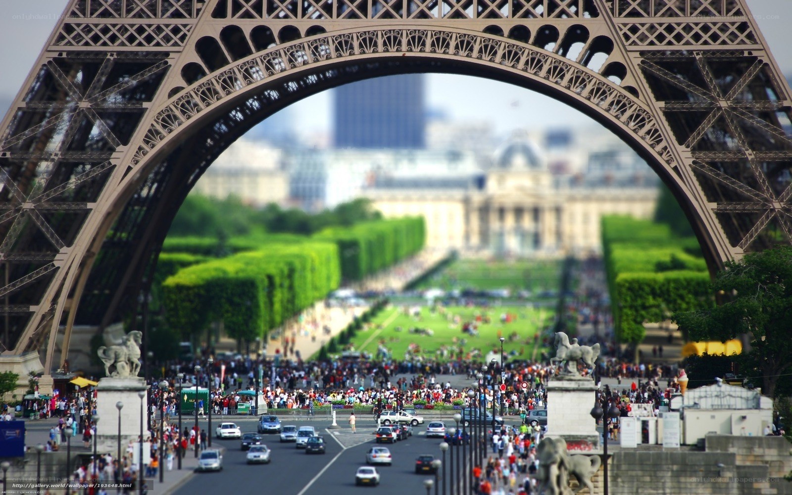 Eiffel Tower view with miniaturized effect