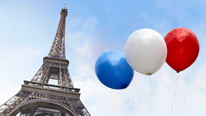 Eiffel Tower with balloons