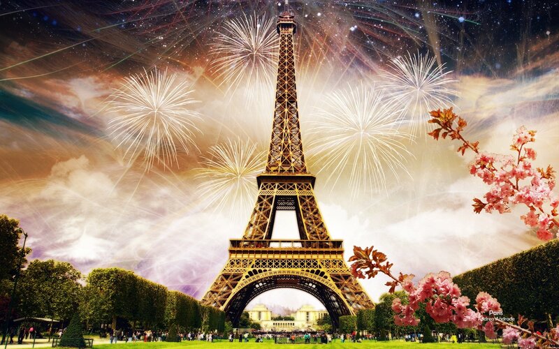 Eiffel Tower with Fireworks