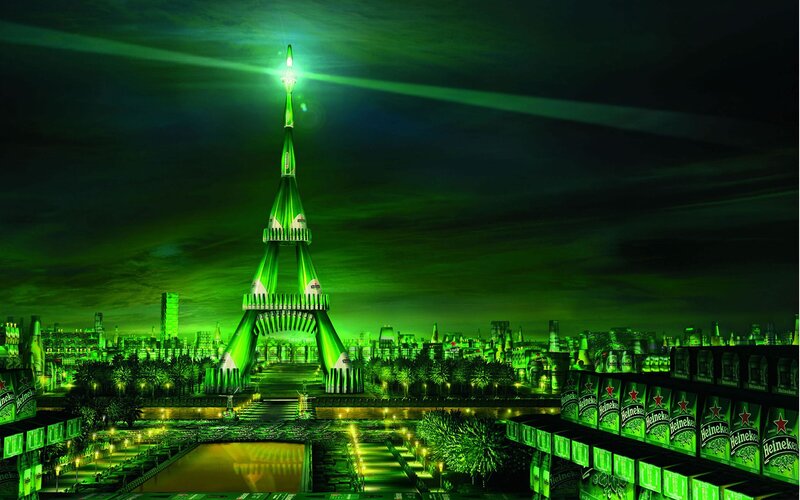 Eiffel Tower with Green Lights