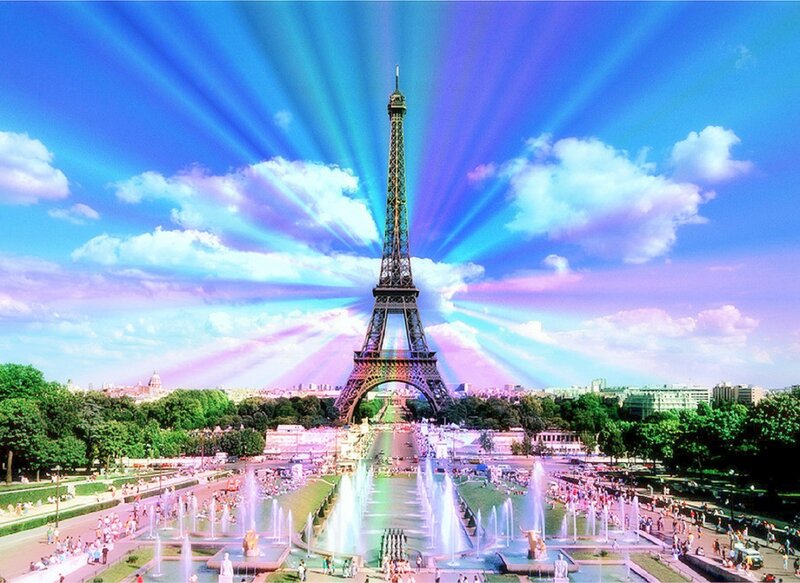 Eiffel Tower with Light Rays