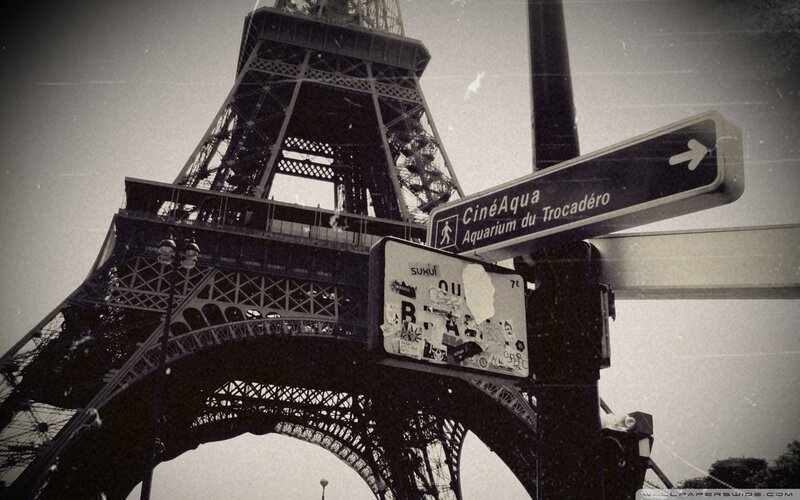 Eiffel Tower with street signs