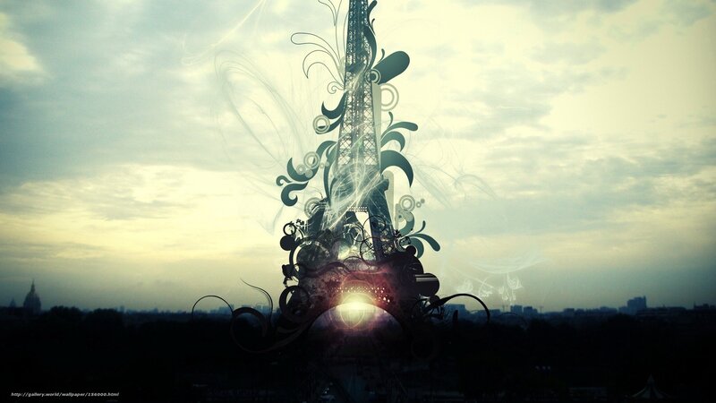 Eiffel Tower with Swirls — Gray, Dramatic
