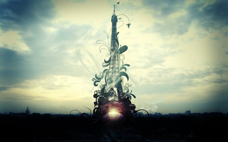 Eiffel Tower with Swirls — Sky