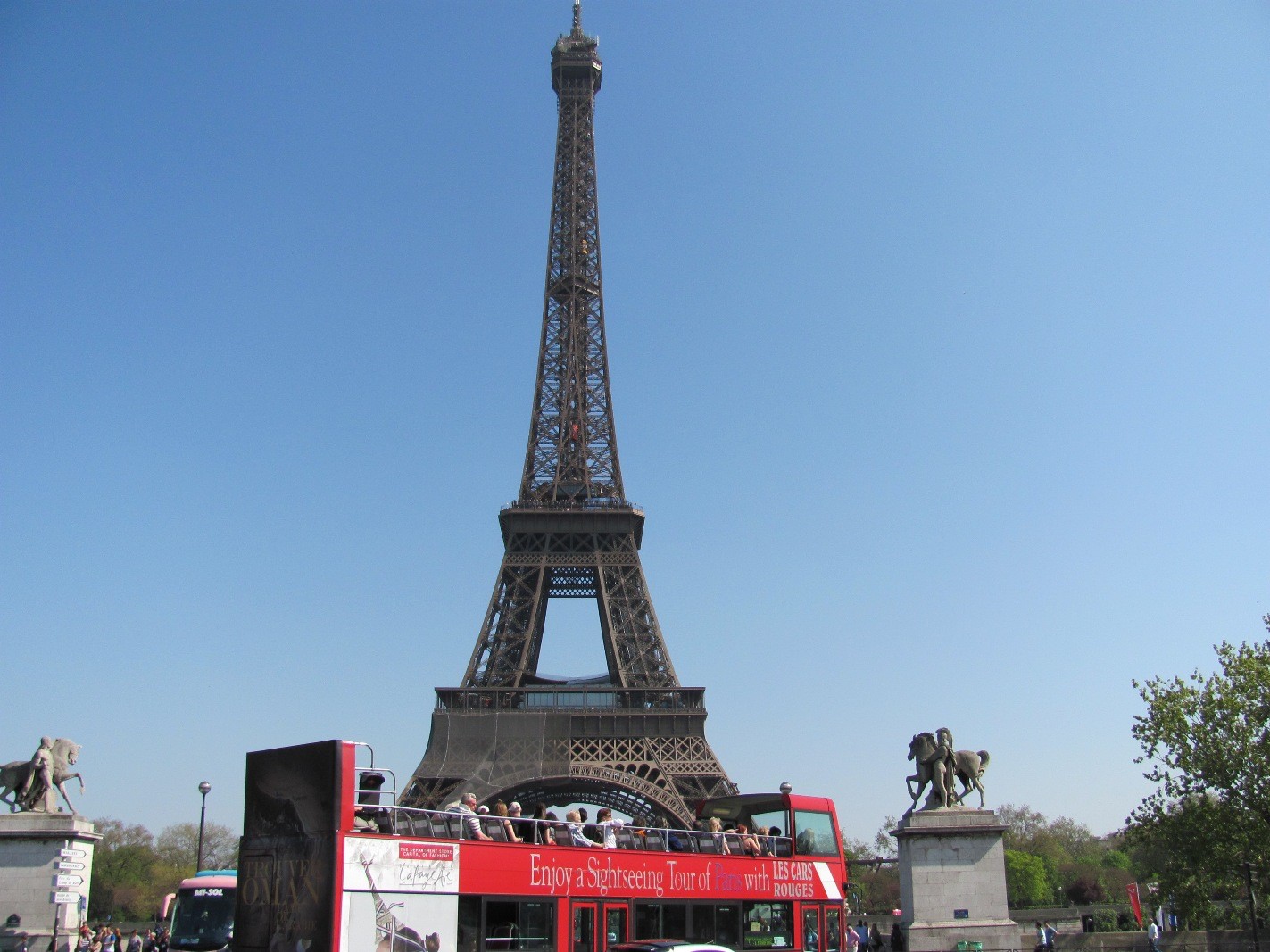 Eiffel Tower with tour bus