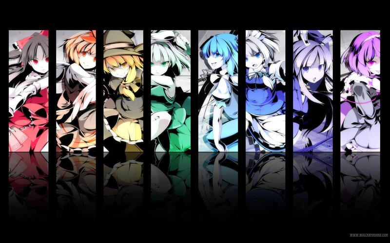Eight Anime Characters — Black, Dramatic, Digital Art