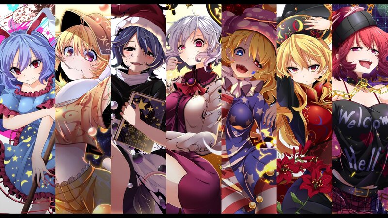 Eight Anime Girls in Costumes — Purple