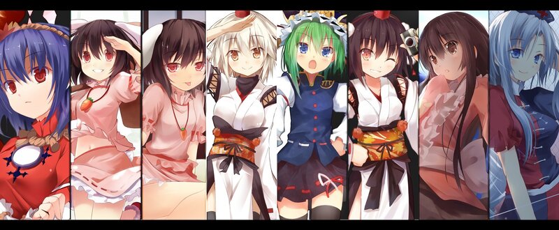 Eight Anime Girls in Panels — Blue