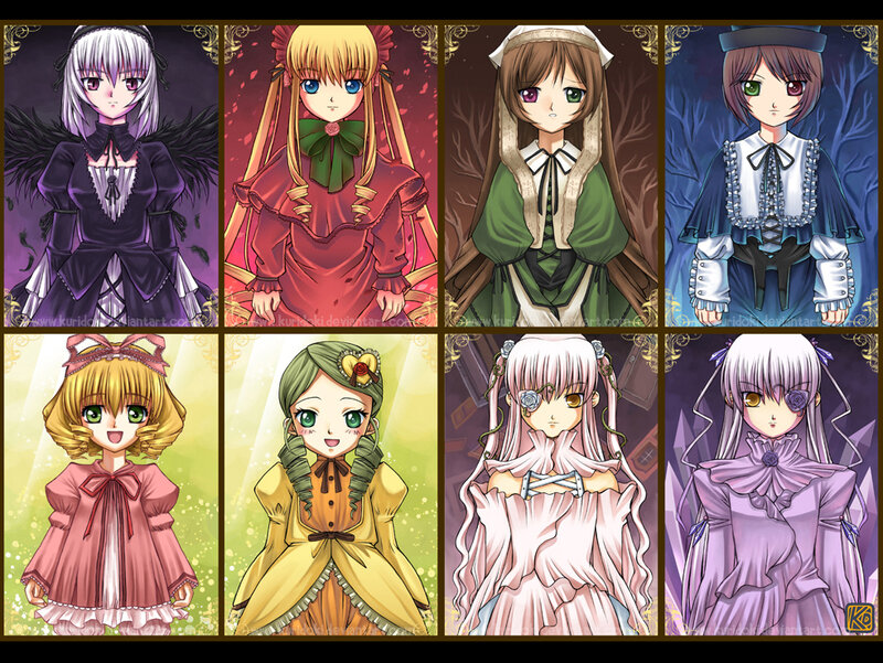 Eight anime girls in various outfits