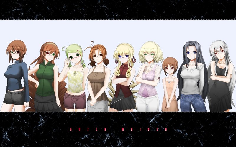 Eight Anime Girls Standing — Black