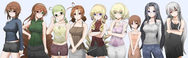 Eight Anime Girls Standing