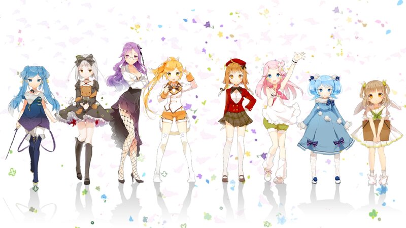 Eight Anime Girls — White