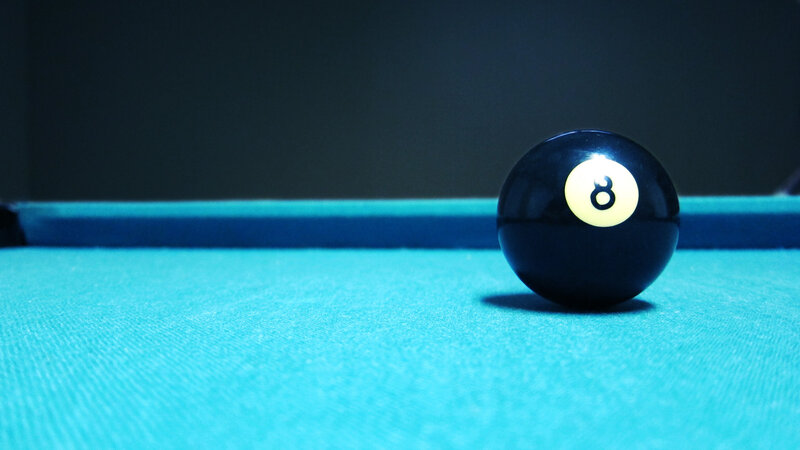 Eight Ball on Pool Table — Blue