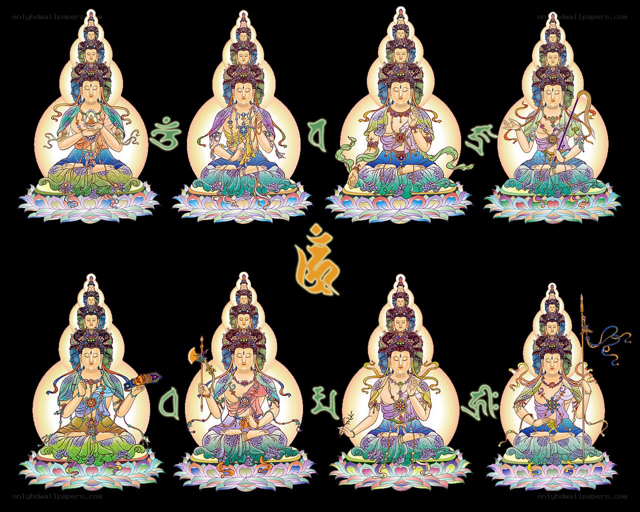 Eight Bodhisattvas on Lotus Thrones