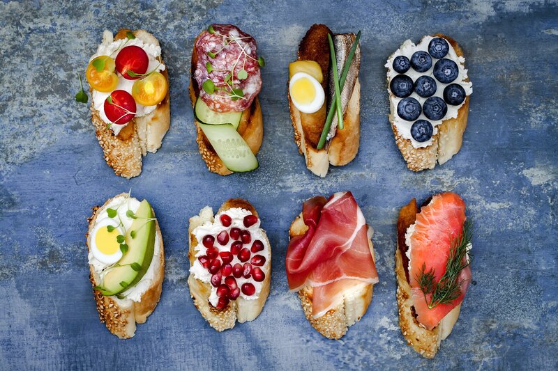 Eight Bruschetta Appetizers