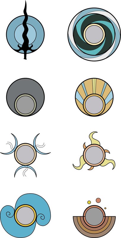 Eight Circular Symbols — Blue