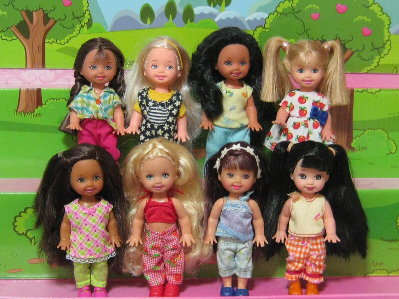 Eight Dolls in Garden