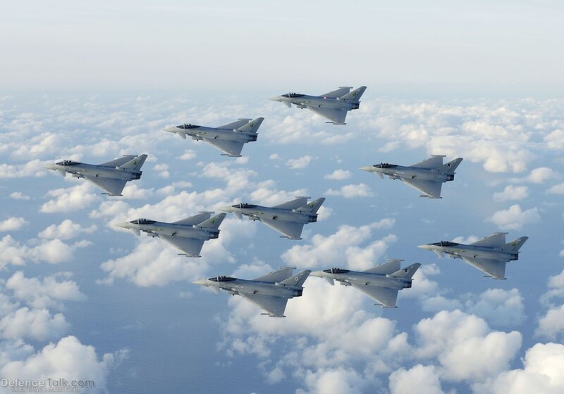 Eight Fighter Jets in Formation — Gray, Serene