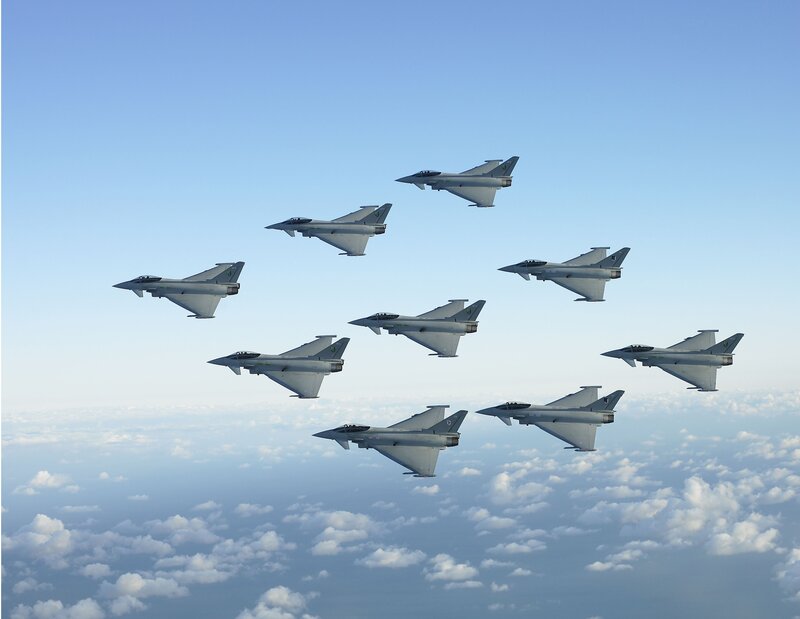 Eight Fighter Jets in Formation