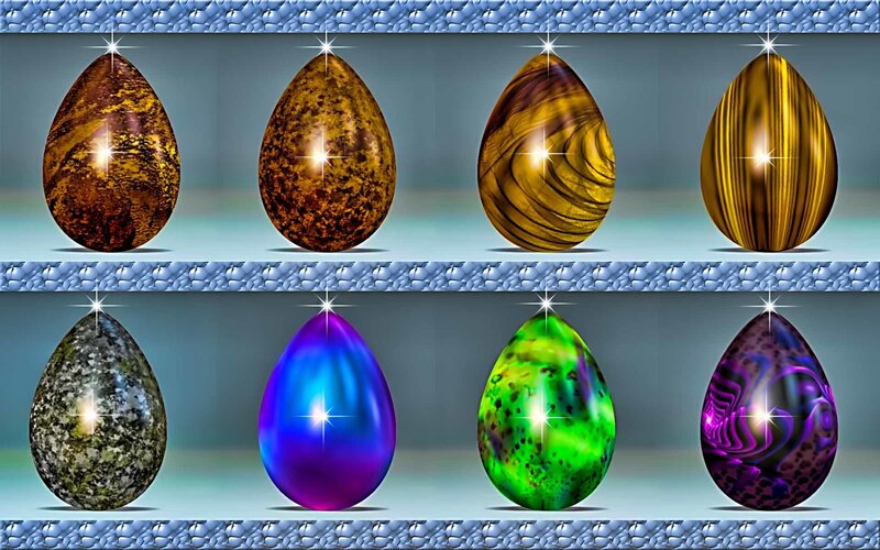 Eight Gemstone Eggs — Gold