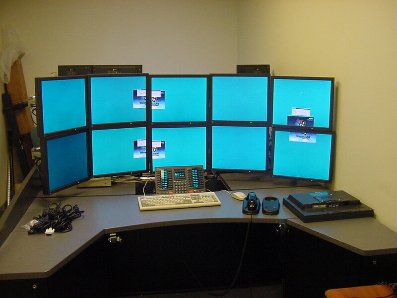 eight-monitor workstation setup