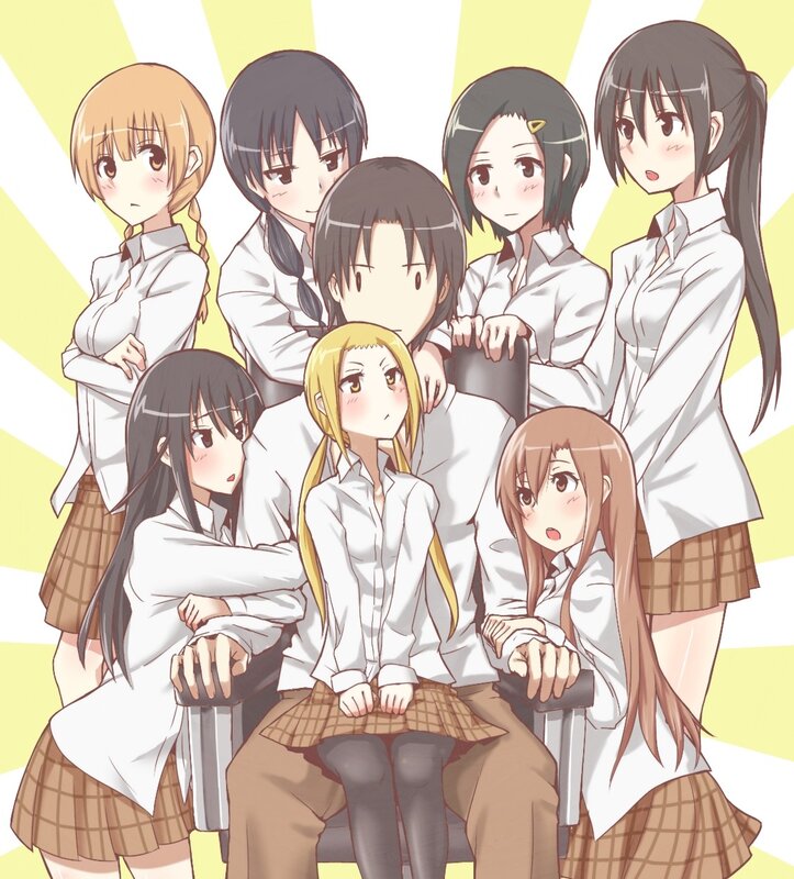 Eight Schoolgirls in Uniform