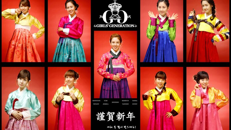 Eight Women in Hanboks — Red