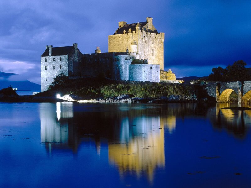 Eilean Donan Castle — Blue, Dramatic, Night, Photograph, Bridge