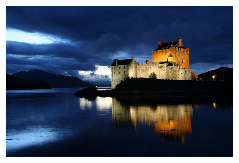 Eilean Donan Castle — Blue, Dramatic, Night, Photograph, Lake