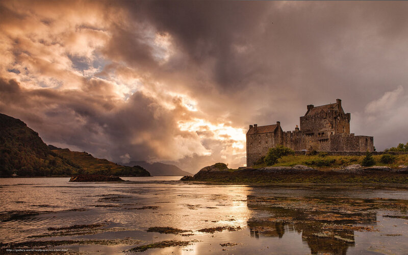Eilean Donan Castle — Brown, Dramatic, Sunset, Photograph, Lake