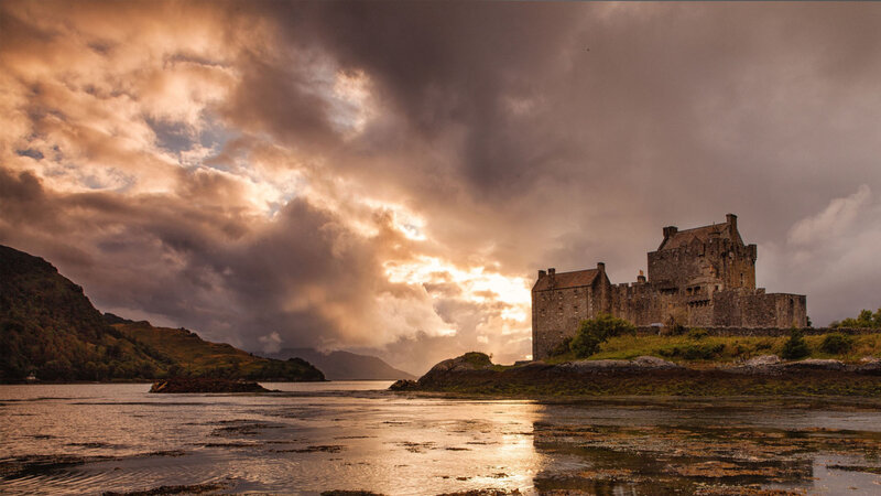 Eilean Donan Castle — Brown, Dramatic, Sunset, Photograph