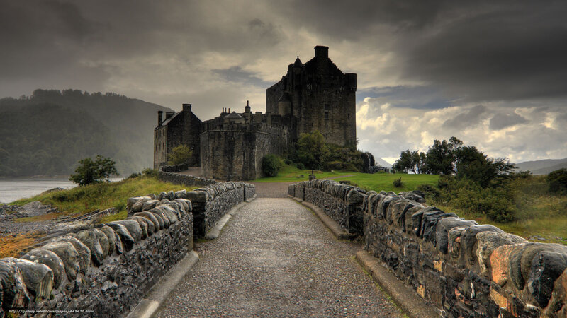 Eilean Donan Castle — Gray, Dramatic, Afternoon, Photograph, Bridge, River