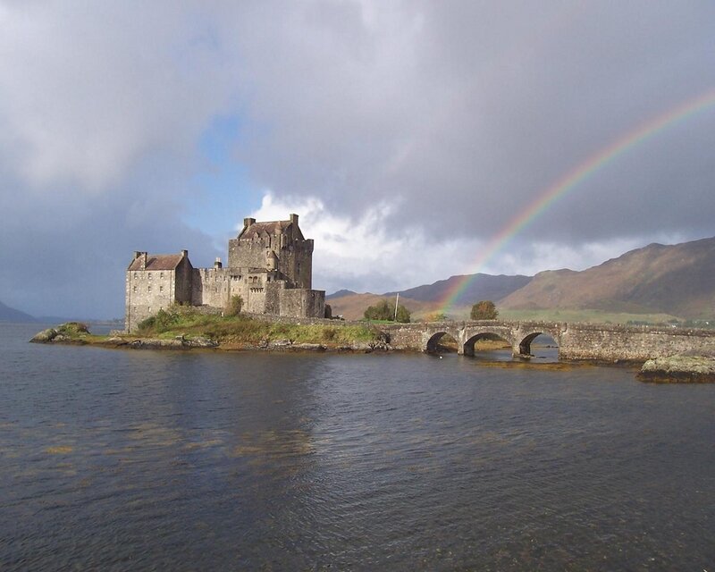 Eilean Donan Castle — Gray, Dramatic, Afternoon, Photograph, Rainbow