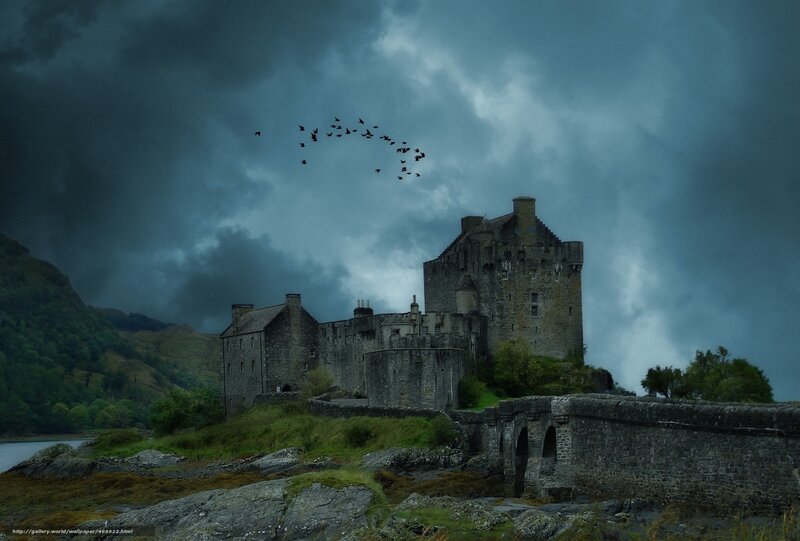 Eilean Donan Castle — Gray, Dramatic, Night, Photograph