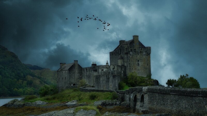 Eilean Donan Castle — Gray, Dramatic, Night