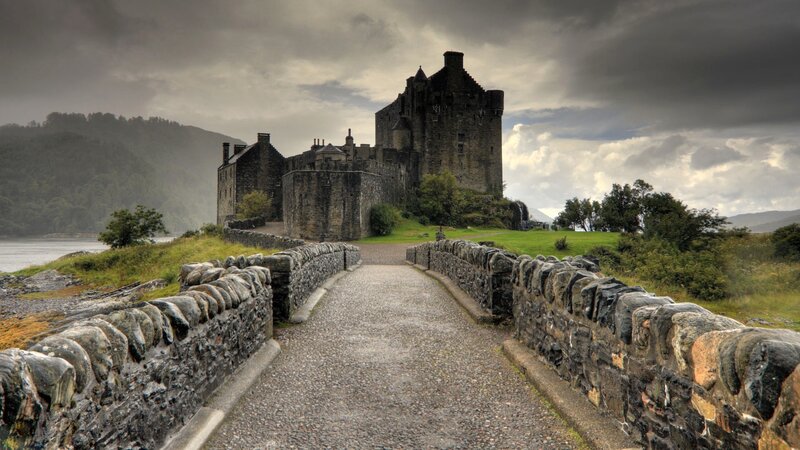 Eilean Donan Castle — Gray, Dramatic, Photograph, Path
