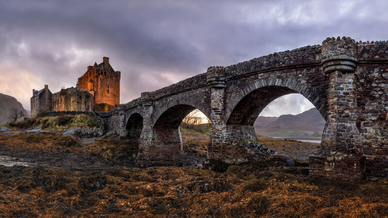 Eilean Donan Castle — Gray, Dramatic, Sunset