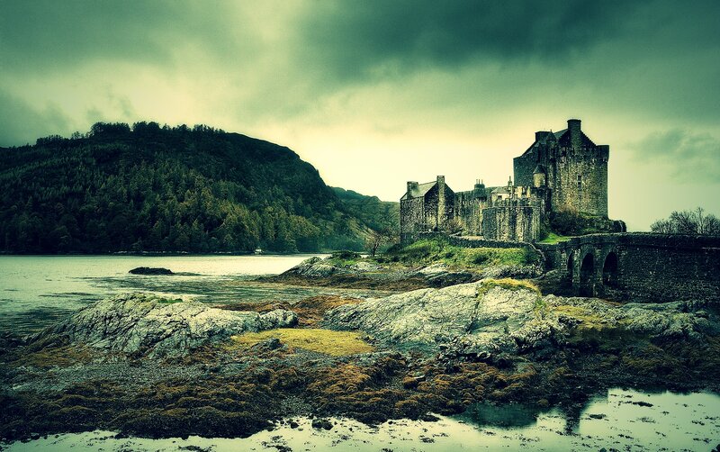 Eilean Donan Castle — Green, Dramatic, Photograph, Lake
